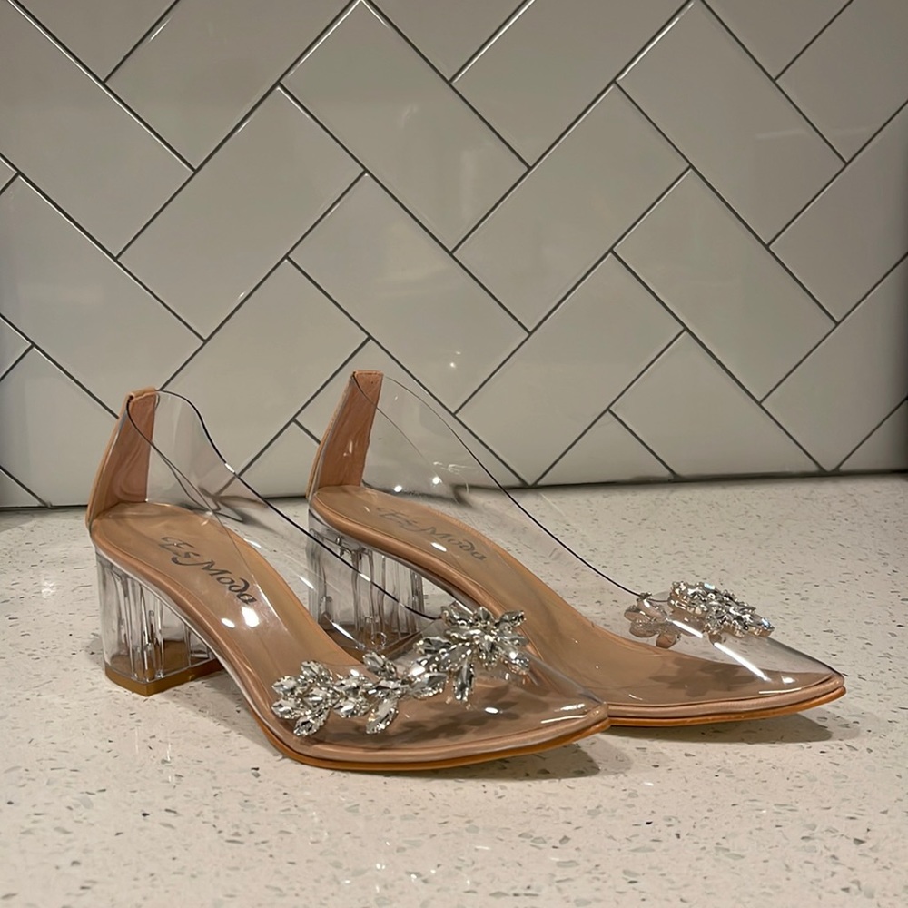 Clear, Sparkly, Wedding Style Heels